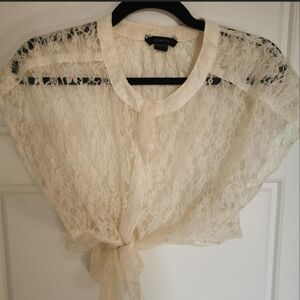 Papertee Lace Cropped Shirt